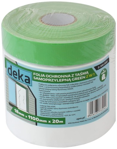 FOLIA OCHRONNA Z TAŚMĄ ZIELONĄ DO ZEWNĄTRZ  110CM*20M