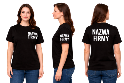 Damska koszulka z logo firmy - Czarna