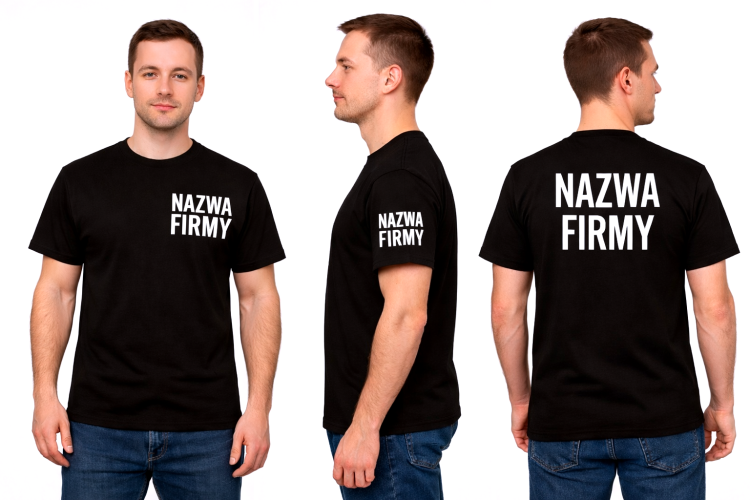 Męska Koszulka z logo firmy - Czarna