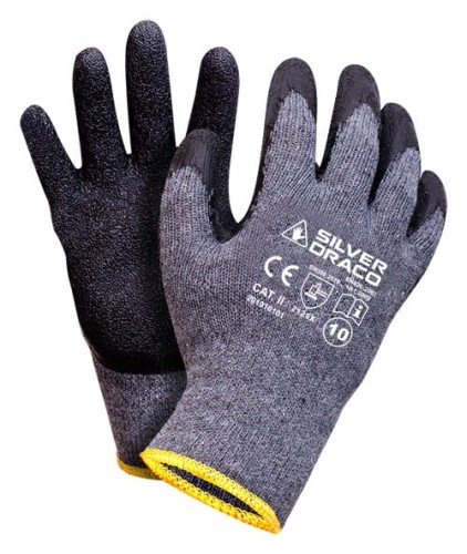 RĘKAWICE DZIANINOWE POWLEKANE GUMĄ SILVER DRACO CZARNE 10